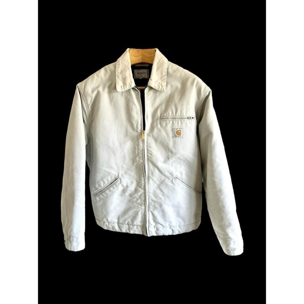 Carhartt Wip Grey White Detroit Jacket Men's Large Blanket Lined Corduroy Collar